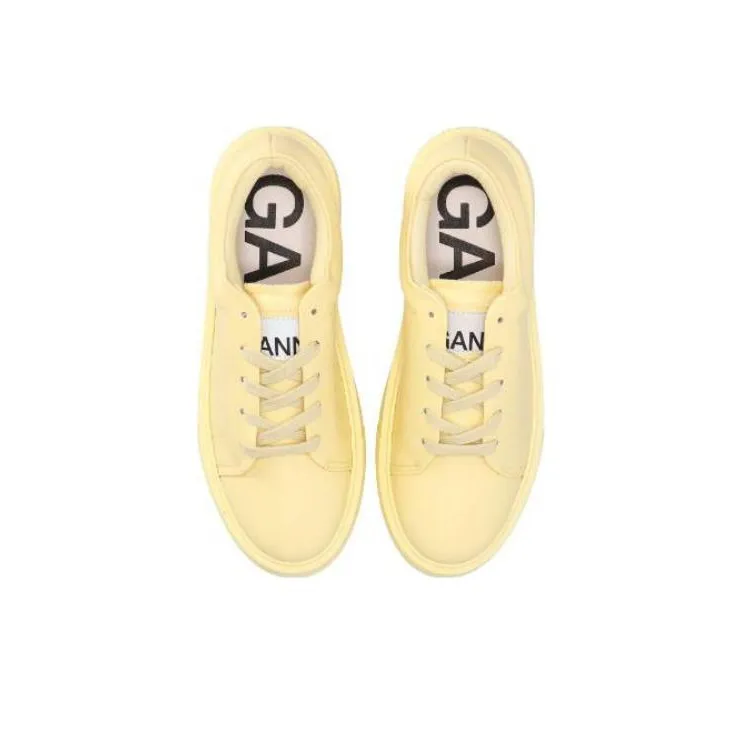 GANNI Low Top Skateboard Shoes Women's Yellow-3