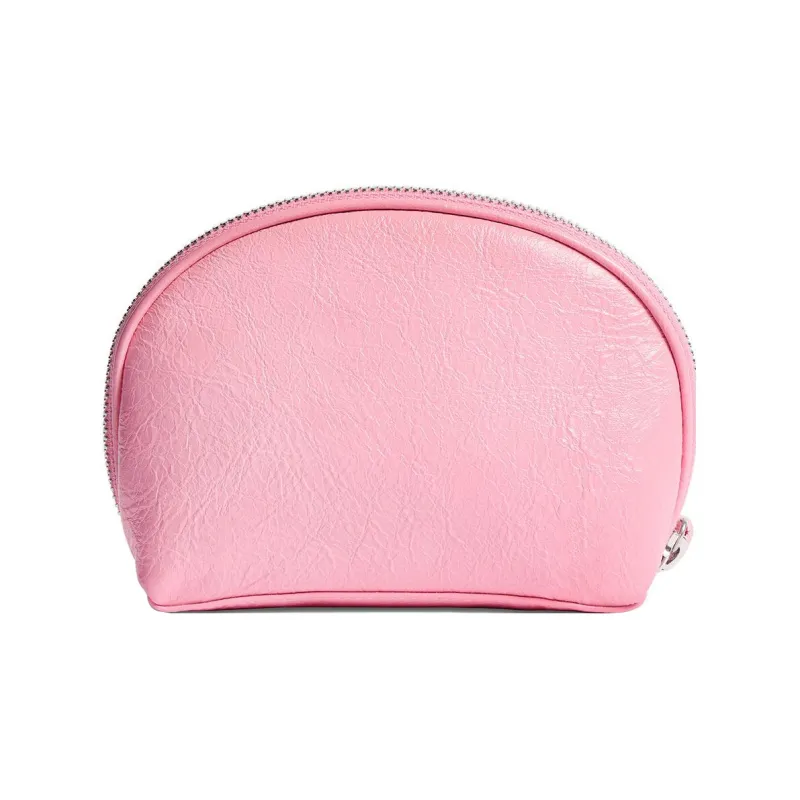 Balenciaga Le Cagole Fine Grained Sheepskin Makeup Bag Women's Pink-2