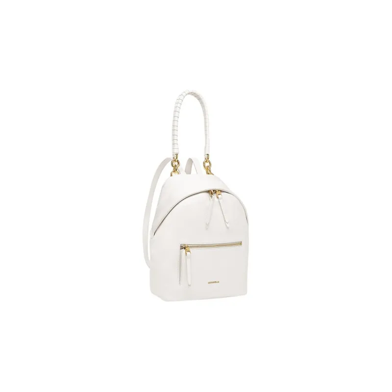 COCCINELLE Grained Cow Leather Handbag Shoulder Bag Backpack Medium Size Women's White-1
