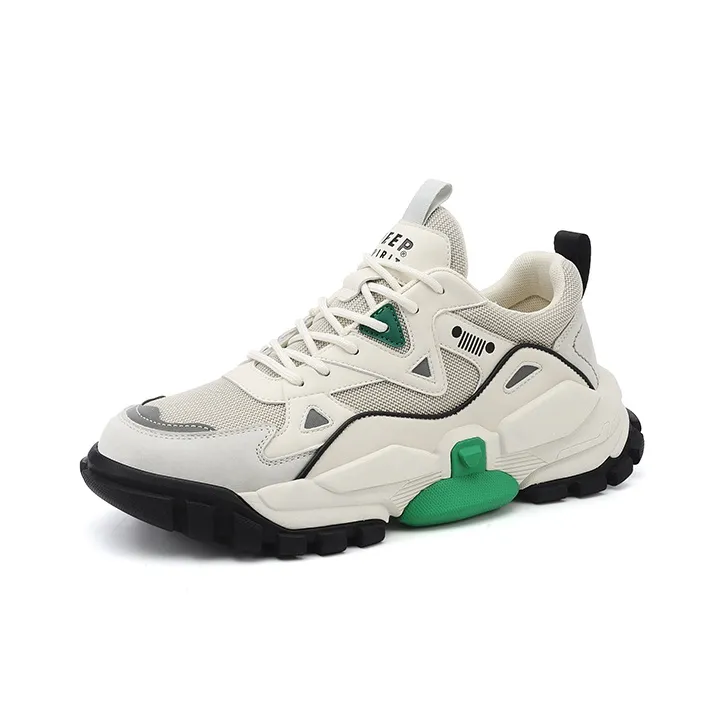 JEEP SPIRIT Cushioning Anti-Slip Wear-Resistant Breathable Height Increasing Low-Top Casual Shoes Men's Light Sandy-2