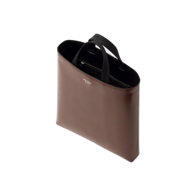 PRADA Leather Tote Bag Shopping Bag Handbag Men's Brown-1