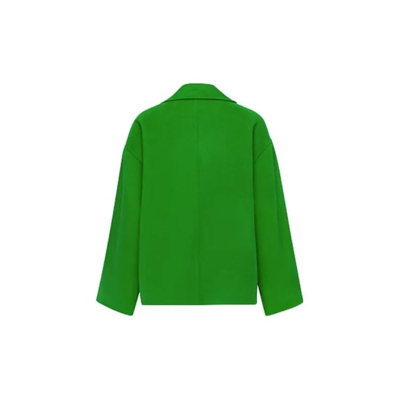 MEIYANG Cropped Coats Women's Grass Green-1