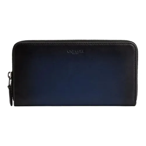 COACH Accordion Wallet Glove Tanning Clutches Wallets Small Size Men's Dark Blue