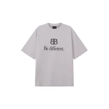 Balenciaga Logo Print Crew Neck Short Sleeved T Shirt T Shirt Regular Fit Men's Beige