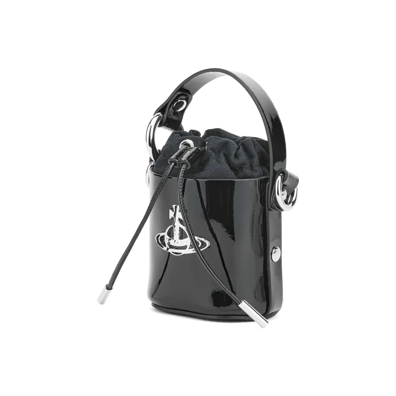 Vivienne Westwood DAISY Cow Leather Bucket Bag, Shoulder Bag, Crossbody Bag, Handbag Mini Women's Black-1
