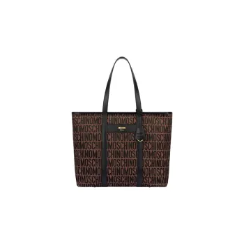 MOSCHINO Cotton Blended With Polyester Tote Bag Shopping Bag Handbag Shoulder Bag Women's Brown/Black