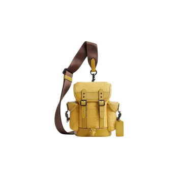 COACH Hitch Jacquard With Calfskin Shoulder Bag Crossbody Bag Sling Bags Mini Men's Yellow