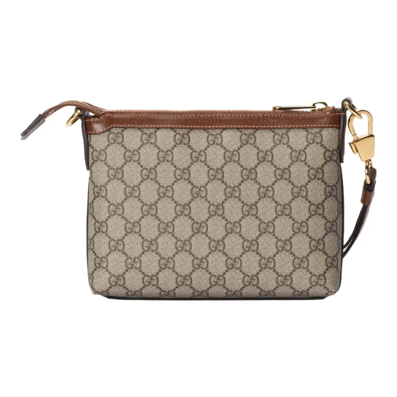 GUCCI Canvas With Leather Canvas Bag Messenger Bag Shoulder Bag Crossbody Bag Men's Brown-3