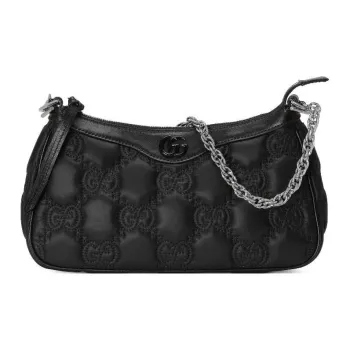 GUCCI GG Matelassé Leather Pochette, Shoulder Bag One Shoulder Handbag Women's Black
