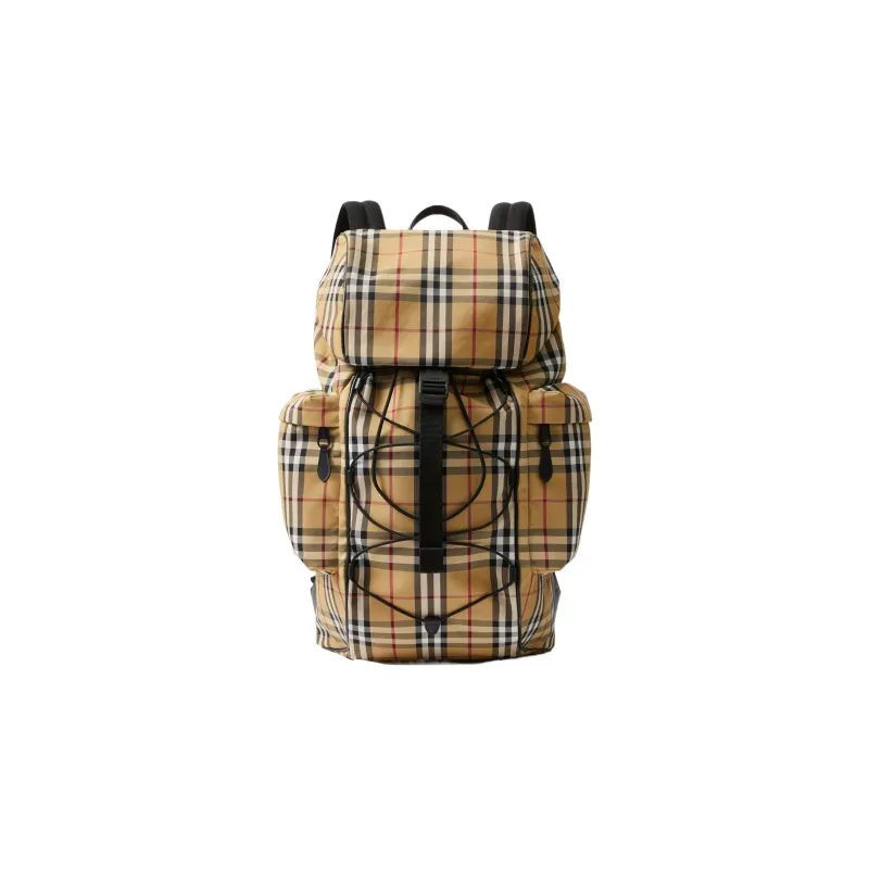 Burberry Calfskin Trim Backpack Men's Beige-0