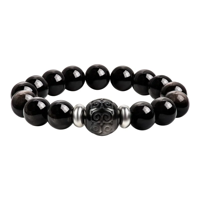 SIMPLE JOYS Natural Obsidian Bracelets Unisex-10
