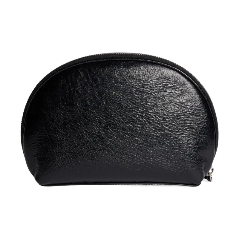 Balenciaga Le Cagole Fine-Grained Sheepskin Makeup Bag Small Size Women's Black-2
