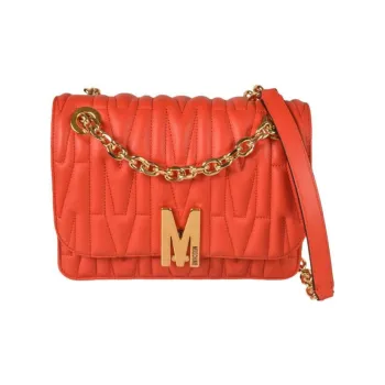 MOSCHINO Goatskin Shoulder Bag Crossbody Bag Women's Orange