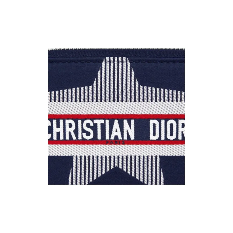 DIOR Travel Tricolor Technical Fabric Coin Purse, Card Holder Unisex Red/Blue/White-4