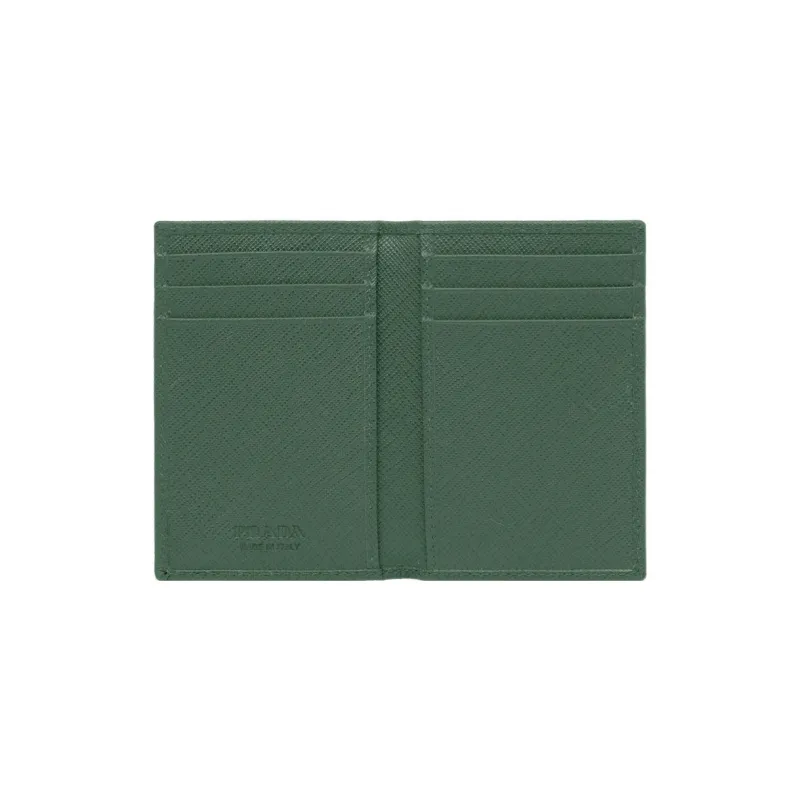 PRADA Leather Card Holder Men's Emerald Green-2