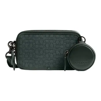 COACH Charter Jacquard With Calfskin Combo Bag Shoulder Bag Crossbody Bag Small Size Men's Green