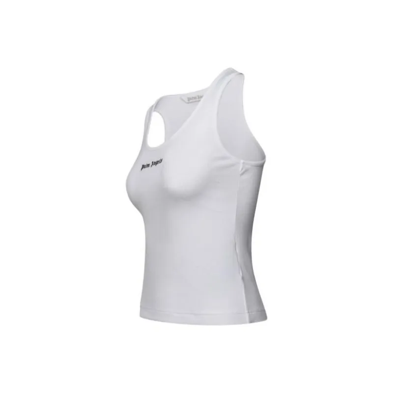PALM ANGELS Classic Logo Rib Tank Top White-2