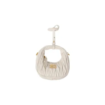MIU MIU Wander Series Leather Hobo Handbag, Shoulder Bag, Crossbody Bag Extra Mini Women's White