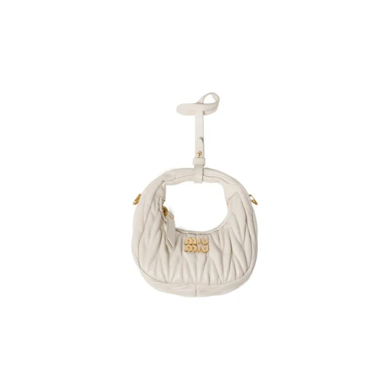 MIU MIU Wander Matelasse Nappa Leather Mini Hobo Pouch White-0