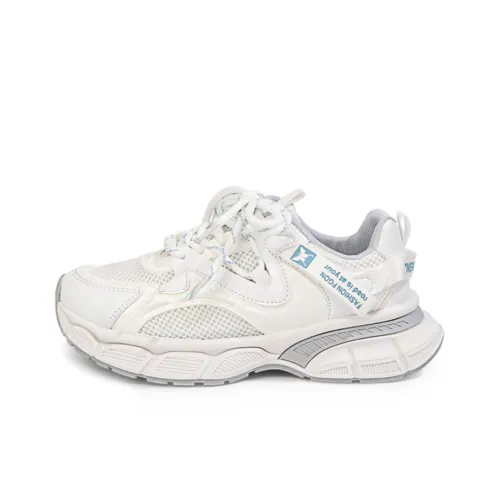 RENBEN Chunky Sneakers Women's Low-Top White/Gray