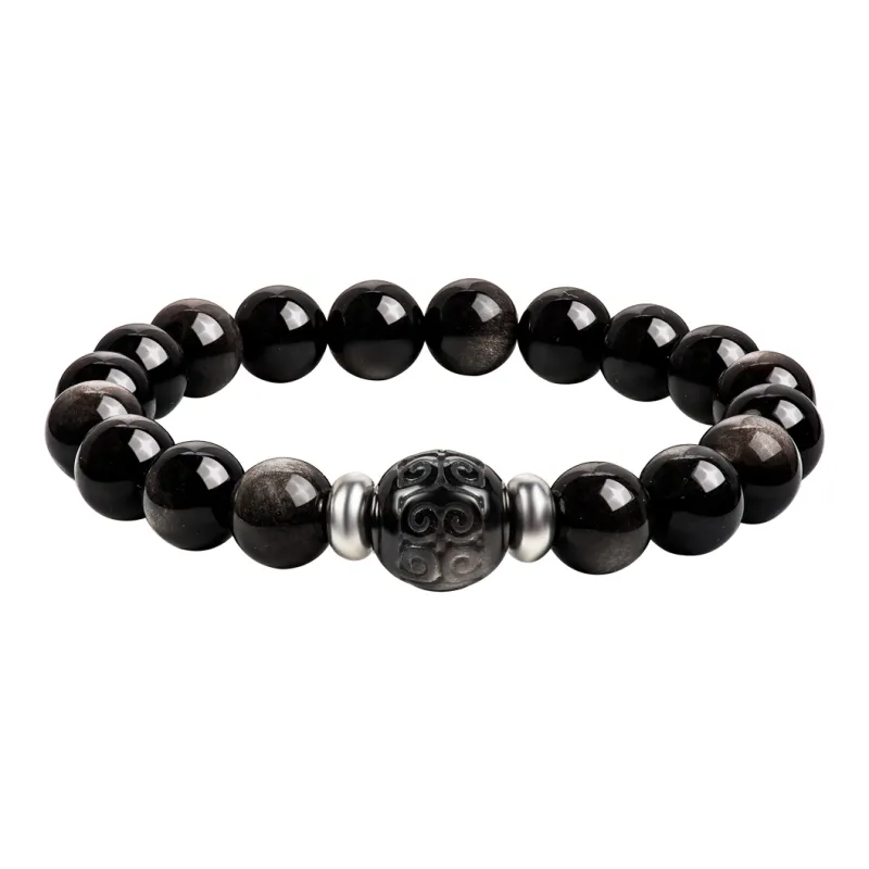 SIMPLE JOYS Natural Obsidian Bracelets Unisex-1