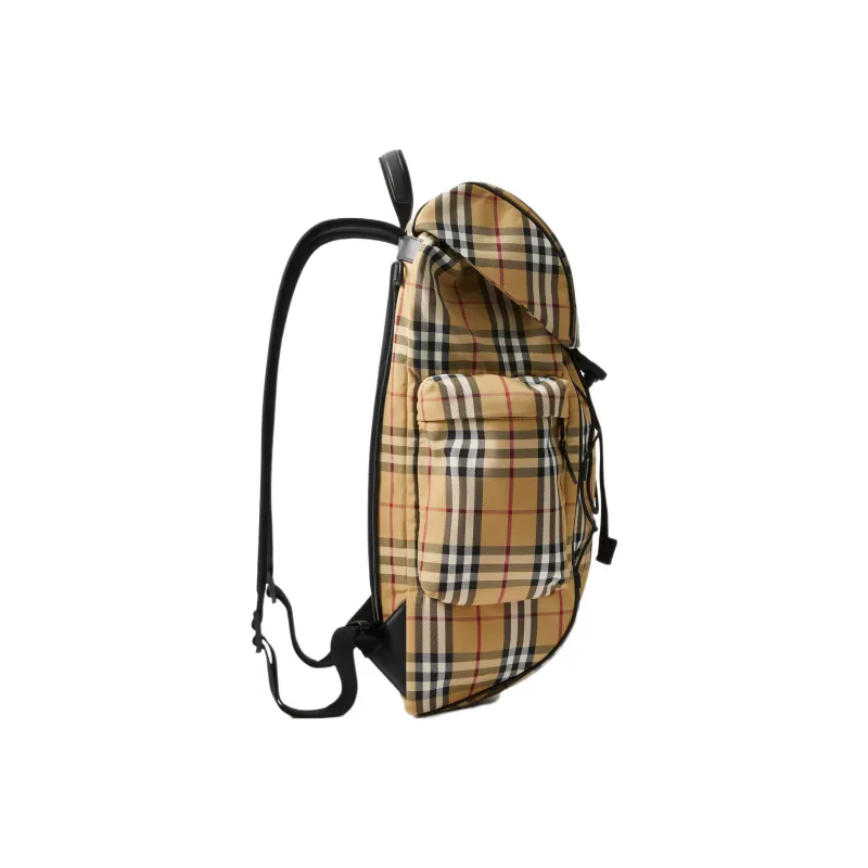 Burberry Calfskin Trim Backpack Men's Beige-1