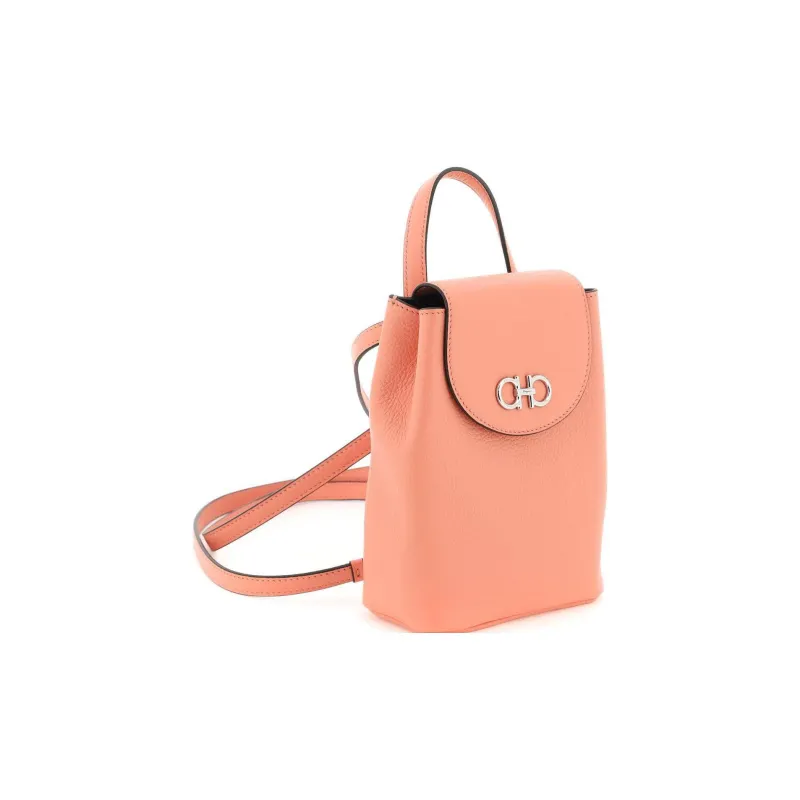 FERRAGAMO GANCINI Cow Leather Backpack Mini Women's Orange-1