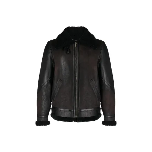 Golden Goose Shearling Collar Leather Jacket