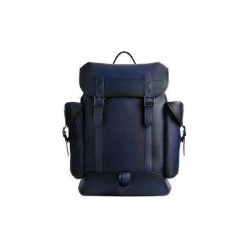 COACH Hitch Glove Tanned Leather Backpack Large Size Men's Dark Blue