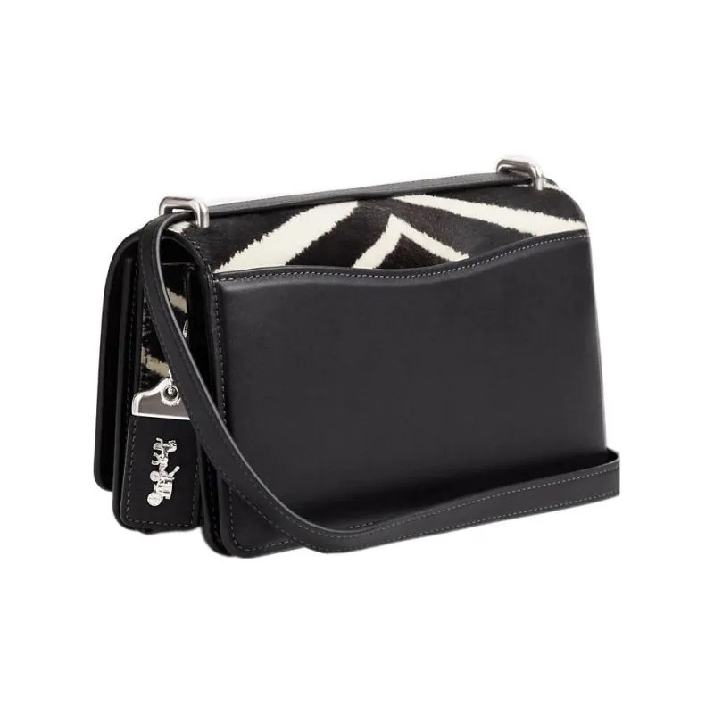 COACH Bandit Calfskin Patchwork Glove Tanned Leather Envelope Bag Shoulder Bags Women's Black White-1