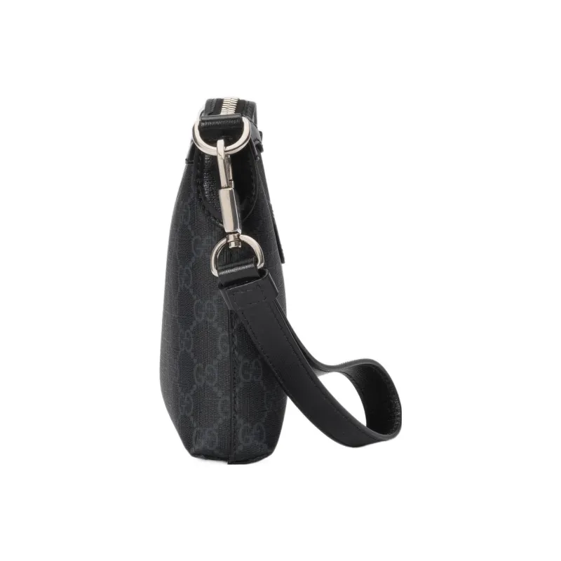 GUCCI Canvas With Leather Canvas Bag Messenger Bag Shoulder Bag Crossbody Bag Men's Black-4