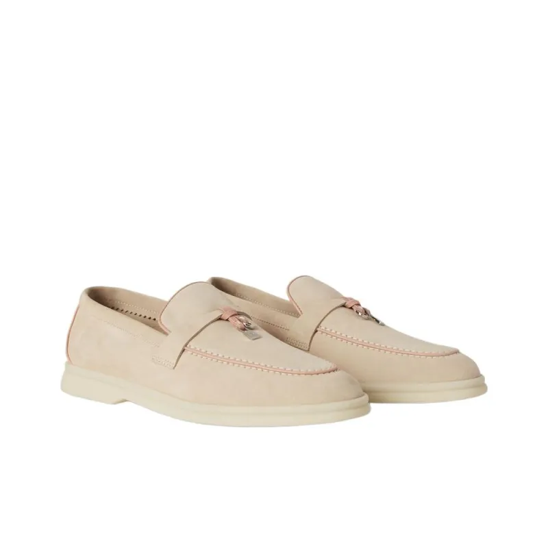 Loro Piana Summer Charms Walk Loafers Women's Pink Sand-2
