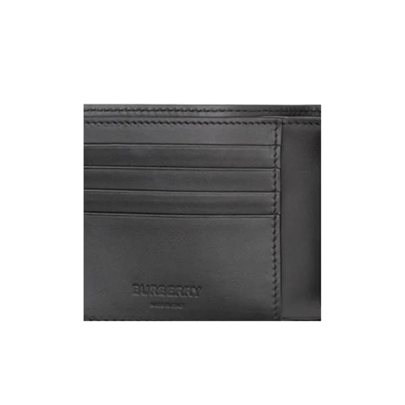 Burberry Cow Leather Double-Fold Wallet Men's Black-4