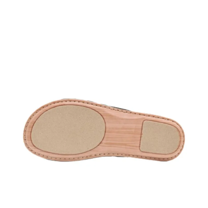 PANSY Slide Slippers Women's Camel Yellow/Ivory/Burgundy-1