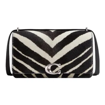 COACH Bandit Calfskin Patchwork Glove Tanned Leather Envelope Bag Shoulder Bags Women's Black White