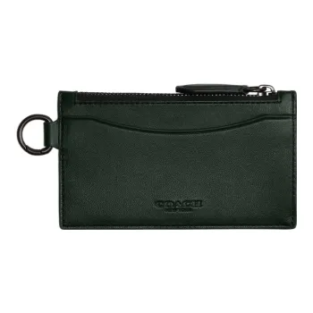 COACH Card Case Glove Tanning Coin Purse, Card Holder Men's Green
