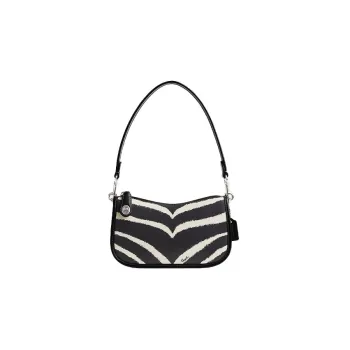 COACH Swinger Calfskin Shoulder Bag Handbag Shoulder Bag Women's Black White