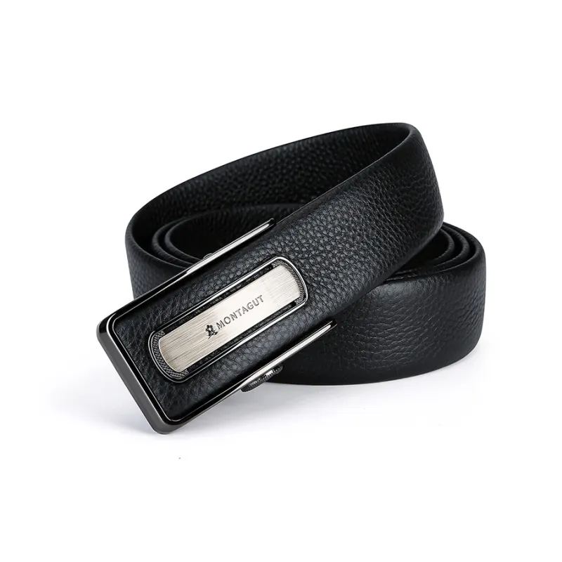 Montagut Automatic Buckle Youth Business Casual High End Top Grain Cow Leather Belts Men's Width 3.5CM-1