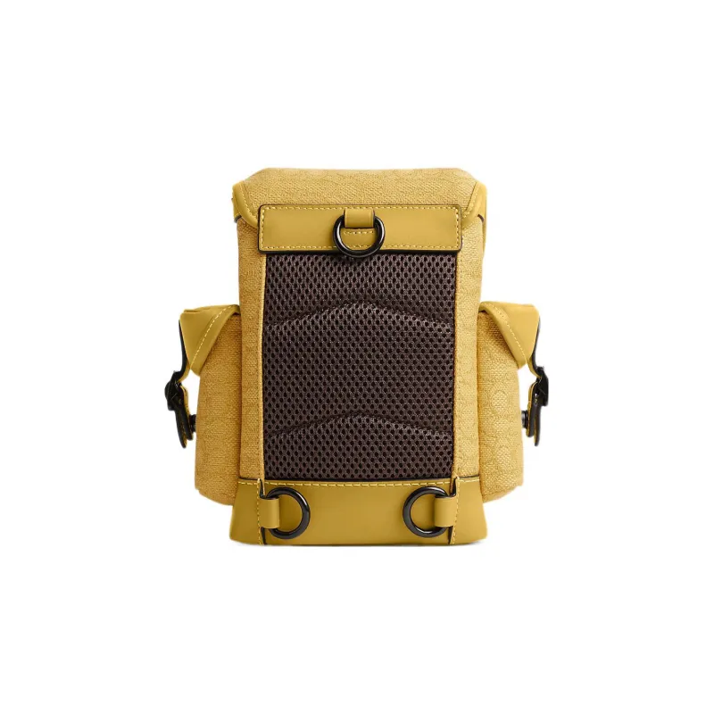 COACH Hitch Jacquard With Calfskin Shoulder Bag Crossbody Bag Sling Bags Mini Men's Yellow-2