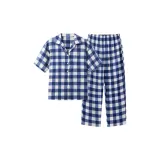 [Wang Yibo Same Style-Women's Pants Edition]Gray Blue Checkered