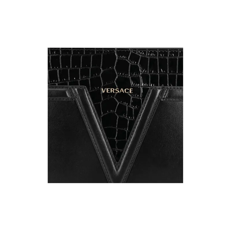 VERSACE Leather Clutch Regular Men's Black-6