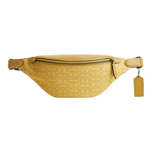 COACH Charter Jacquard With Calfskin Shoulder Bag, Crossbody Bag, Sling Bag, Fanny Pack Large Size Men's Yellow
