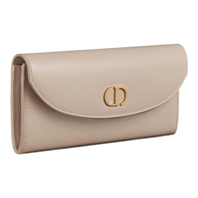 DIOR 30 Montaigne Calfskin Wallet Women's Pink Beige-1