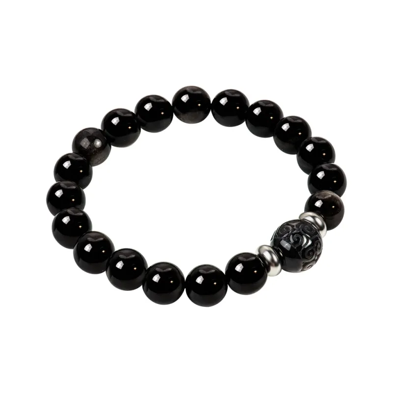 SIMPLE JOYS Natural Obsidian Bracelets Unisex-2