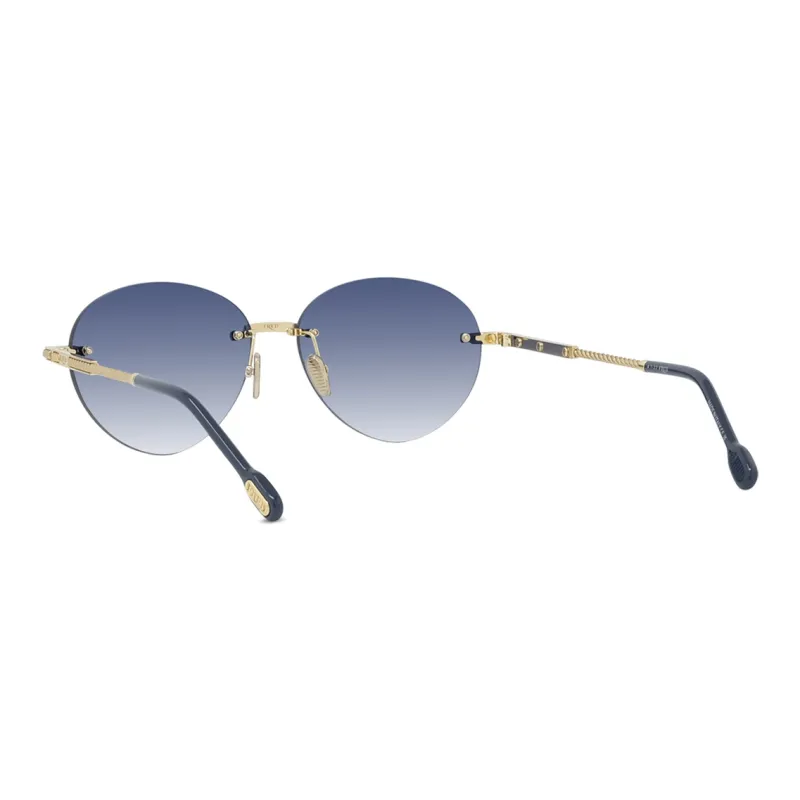 FRED Force 10 Collection Acetate Oval Sunglasses Men's Gold-3
