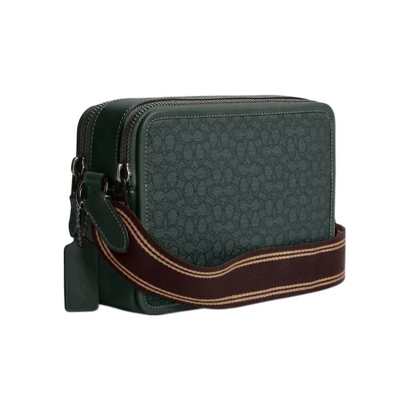 COACH Charter Jacquard With Calfskin Small Square Bag Camera Bag Shoulder Bag Crossbody Bag Medium Size Men's Green-2