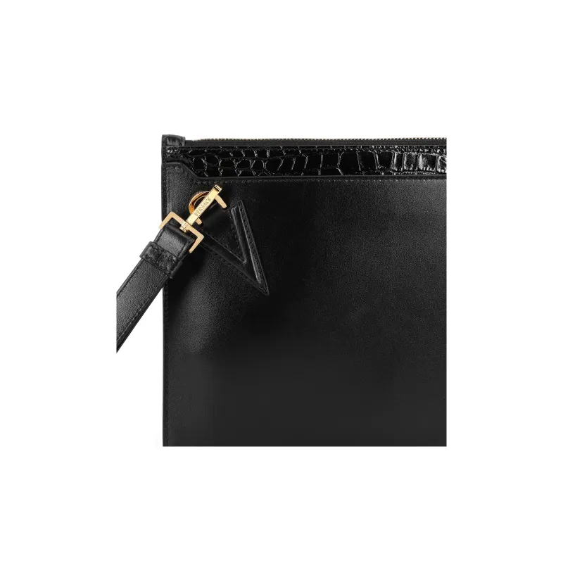 VERSACE Leather Clutch Regular Men's Black-5
