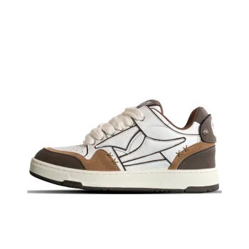 EYGPAP Abrasion Resistant Slip Resistant Low Top Skateboard Shoes Unisex White Brown