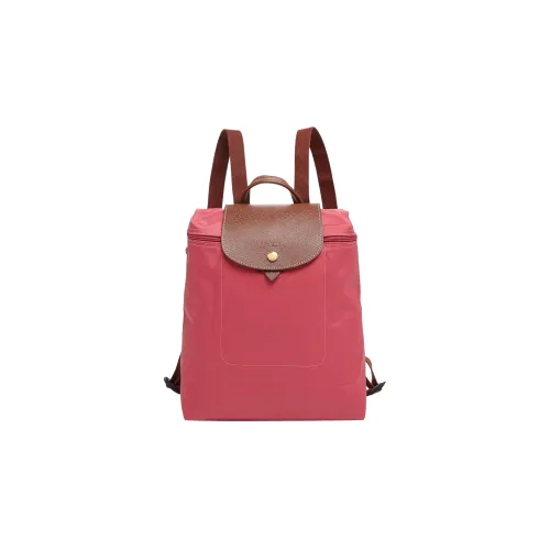 LONGCHAMP Le Pliage Nylon With Leather Backpack Medium Size Women's Pink