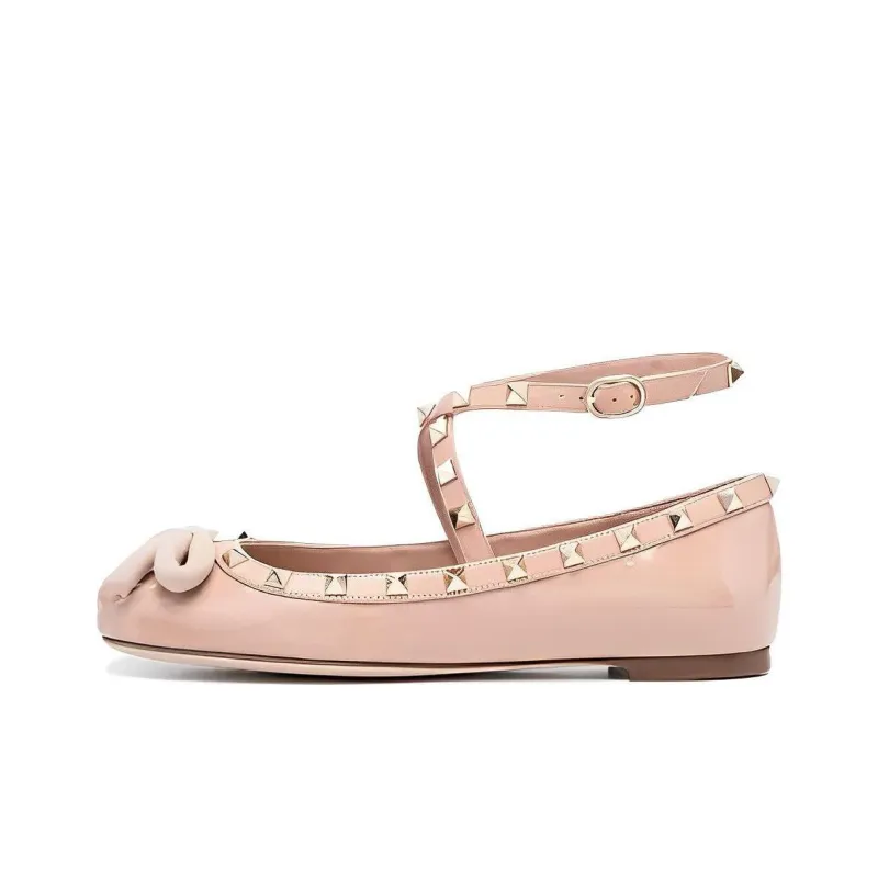Valentino Garavani Rockstud Round Toe Ballerina Shoes Women's-0